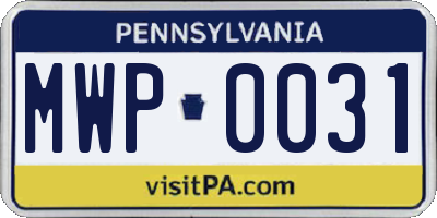 PA license plate MWP0031