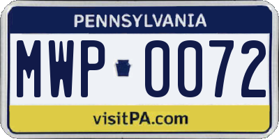 PA license plate MWP0072