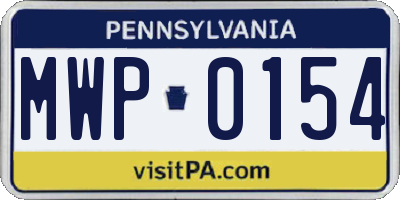 PA license plate MWP0154