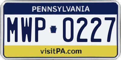 PA license plate MWP0227