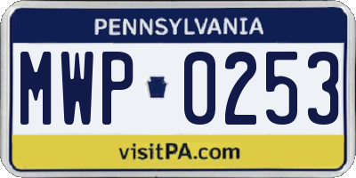 PA license plate MWP0253