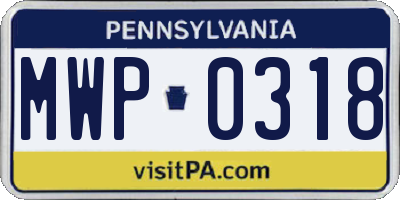 PA license plate MWP0318