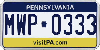 PA license plate MWP0333