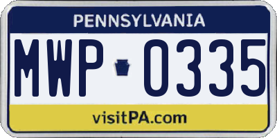 PA license plate MWP0335