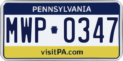 PA license plate MWP0347