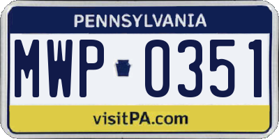 PA license plate MWP0351