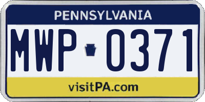 PA license plate MWP0371