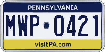 PA license plate MWP0421
