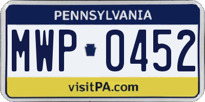 PA license plate MWP0452