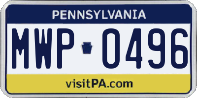 PA license plate MWP0496
