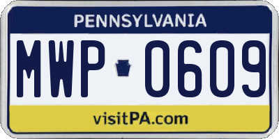 PA license plate MWP0609