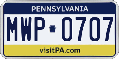 PA license plate MWP0707