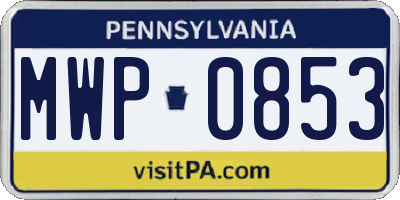PA license plate MWP0853