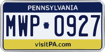 PA license plate MWP0927