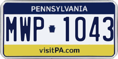 PA license plate MWP1043