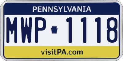 PA license plate MWP1118
