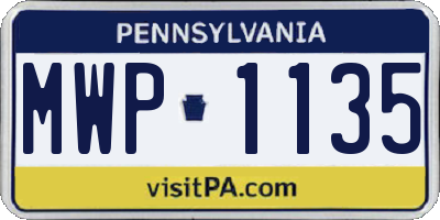 PA license plate MWP1135