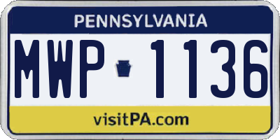 PA license plate MWP1136