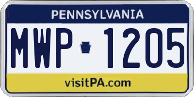 PA license plate MWP1205