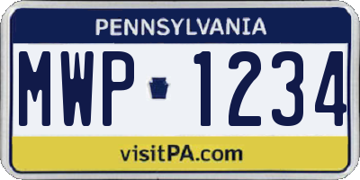 PA license plate MWP1234