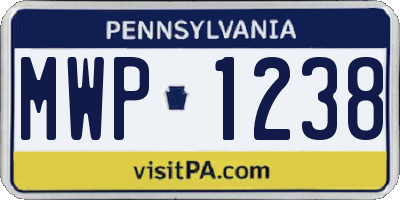 PA license plate MWP1238