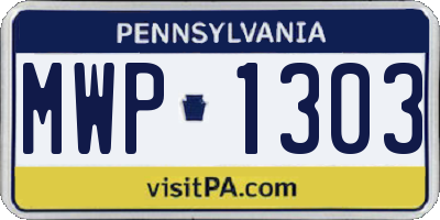 PA license plate MWP1303