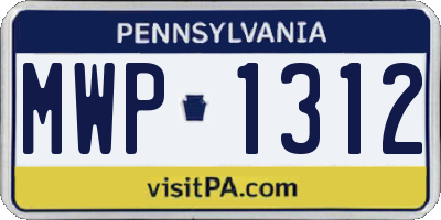 PA license plate MWP1312
