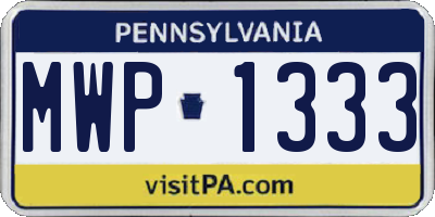 PA license plate MWP1333