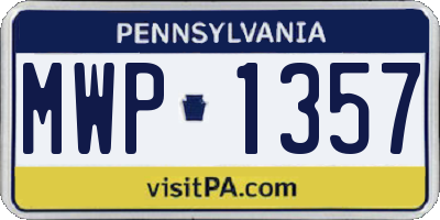 PA license plate MWP1357