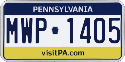PA license plate MWP1405