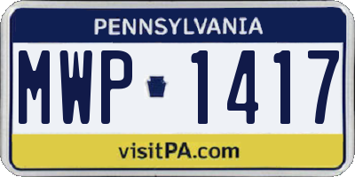 PA license plate MWP1417