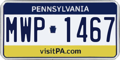 PA license plate MWP1467
