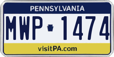 PA license plate MWP1474