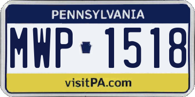 PA license plate MWP1518