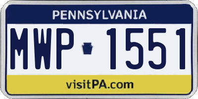 PA license plate MWP1551