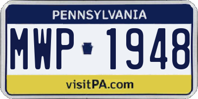 PA license plate MWP1948