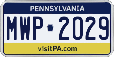 PA license plate MWP2029