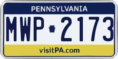 PA license plate MWP2173