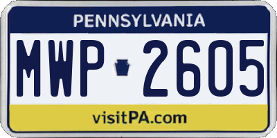 PA license plate MWP2605