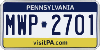 PA license plate MWP2701