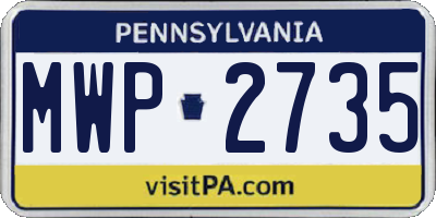 PA license plate MWP2735