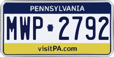 PA license plate MWP2792