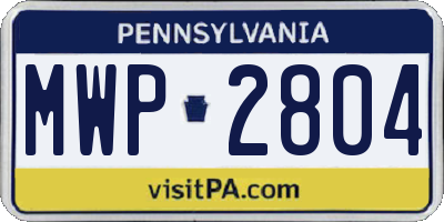 PA license plate MWP2804