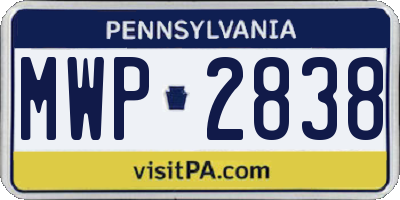 PA license plate MWP2838