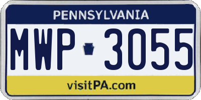 PA license plate MWP3055