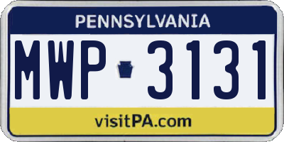 PA license plate MWP3131