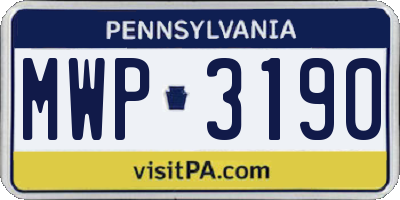 PA license plate MWP3190