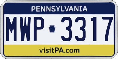 PA license plate MWP3317