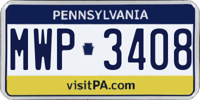 PA license plate MWP3408
