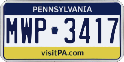 PA license plate MWP3417